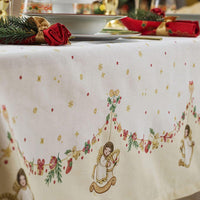 THUN® Tovaglia Natale 12 posti 160x270 Garland Vanilla - Amo La Casa Shop