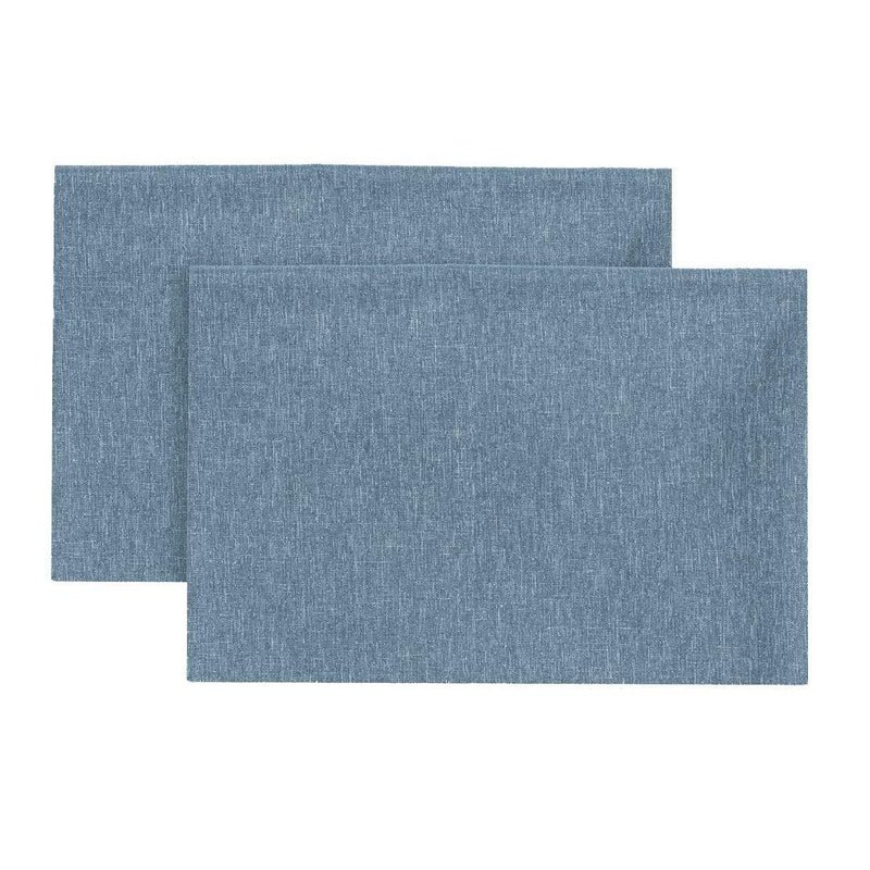 Set 2 Tovagliette 33x45 cm Antimacchia Effetto Lino Tinta Unita Denim Blue - Amo La Casa Shop