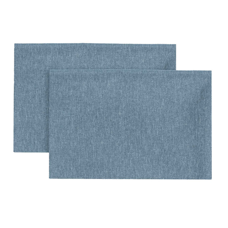 Set 2 Tovagliette 33x45 cm Antimacchia Effetto Lino Tinta Unita Denim Blue - Amo La Casa Shop
