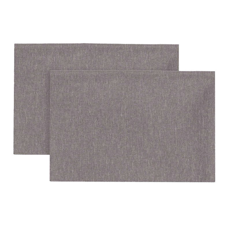 Set 2 Tovagliette 33x45 cm Antimacchia Effetto Lino Tinta Unita Grigio Cenere
