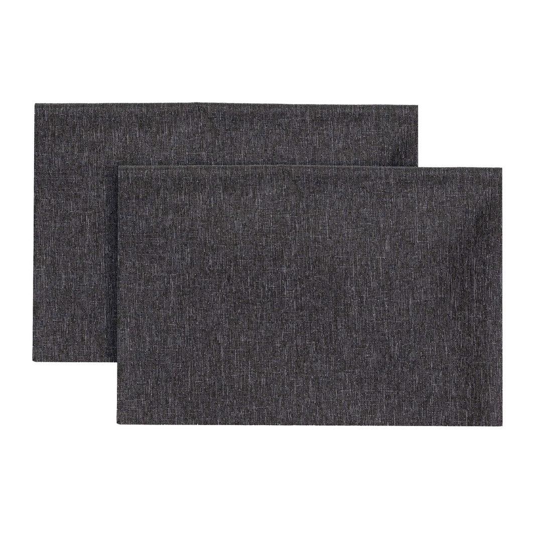 Set 2 Tovagliette 33x45 cm Antimacchia Effetto Lino Tinta Unita Grigio Scuro - Amo La Casa Shop