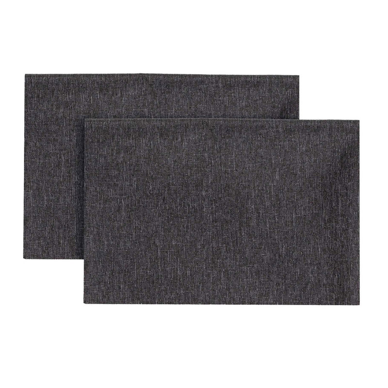 Set 2 Tovagliette 33x45 cm Antimacchia Effetto Lino Tinta Unita Grigio Scuro - Amo La Casa Shop