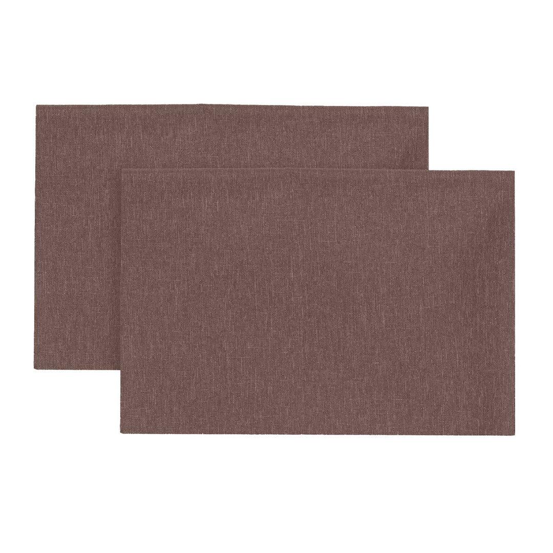 Set 2 Tovagliette 33x45 cm Antimacchia Effetto Lino Tinta Unita Marrone - Amo La Casa Shop