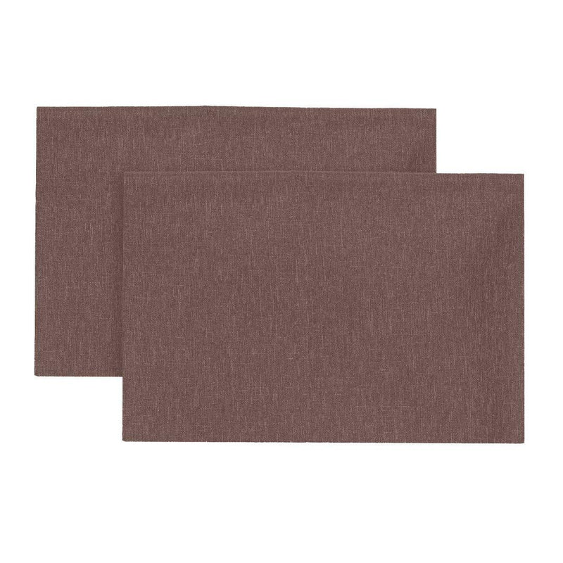 Set 2 Tovagliette 33x45 cm Antimacchia Effetto Lino Tinta Unita Marrone - Amo La Casa Shop