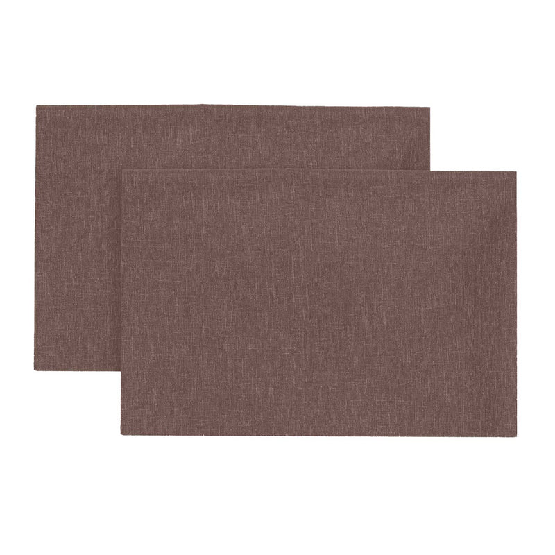 Set 2 Tovagliette 33x45 cm Antimacchia Effetto Lino Tinta Unita Marrone