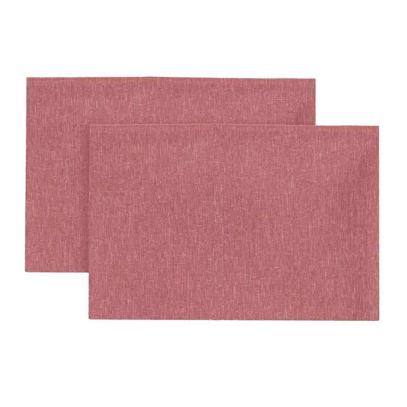 Set 2 Tovagliette 33x45 cm Antimacchia Effetto Lino Tinta Unita Rosa