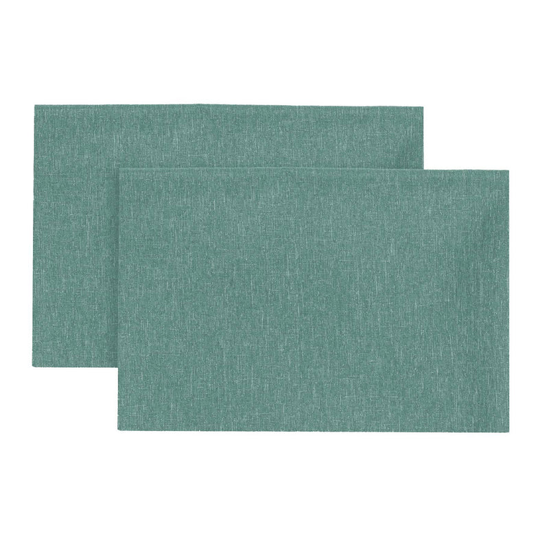 Set 2 Tovagliette 33x45 cm Antimacchia Effetto Lino Tinta Unita Verde Salvia