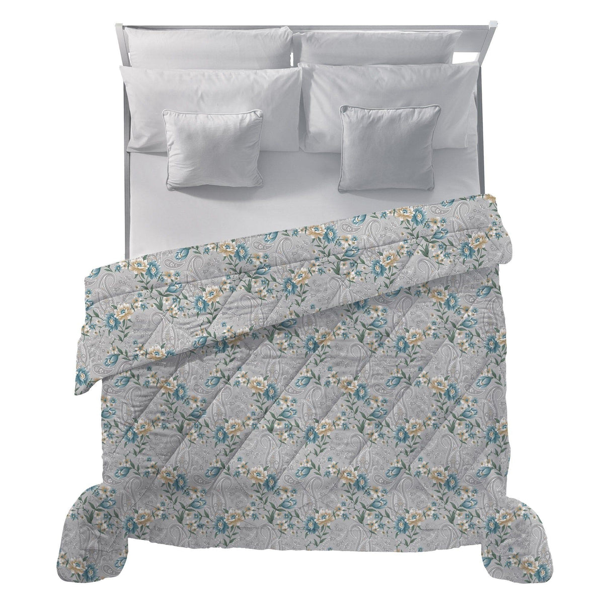 Trapunta Matrimoniale 245x250 cm Deco con Stampa Sira Teal - Amo La Casa Shop