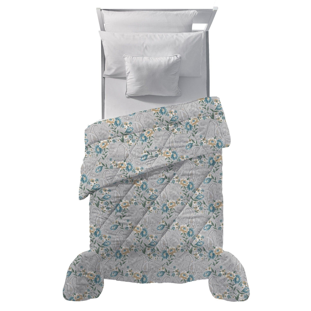 Trapunta Piazza e Mezza 205x250 cm Deco con Stampa Sira Teal - Amo La Casa Shop