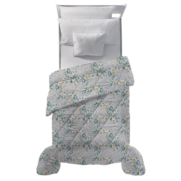 Trapunta Piazza e Mezza 205x250 cm Deco con Stampa Sira Teal - Amo La Casa Shop