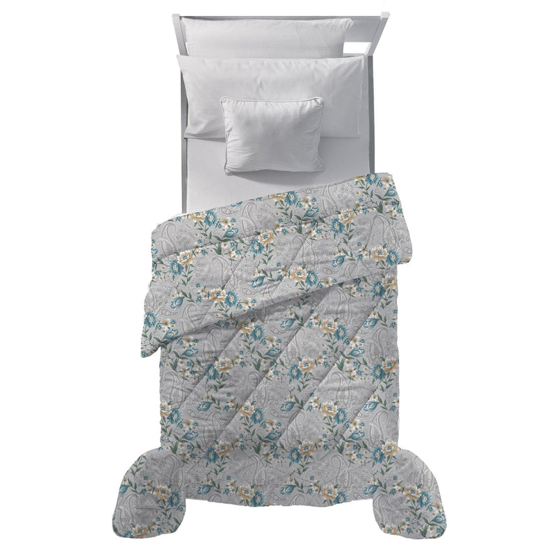 Trapunta Piazza e Mezza 205x250 cm Deco con Stampa Sira Teal - Amo La Casa Shop
