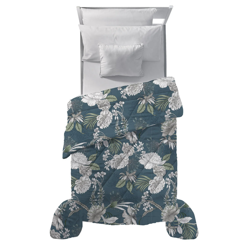 Trapunta Singola con Stampa - Fantasia Absinthe Ellis Dusty Teal - Amo La Casa Shop