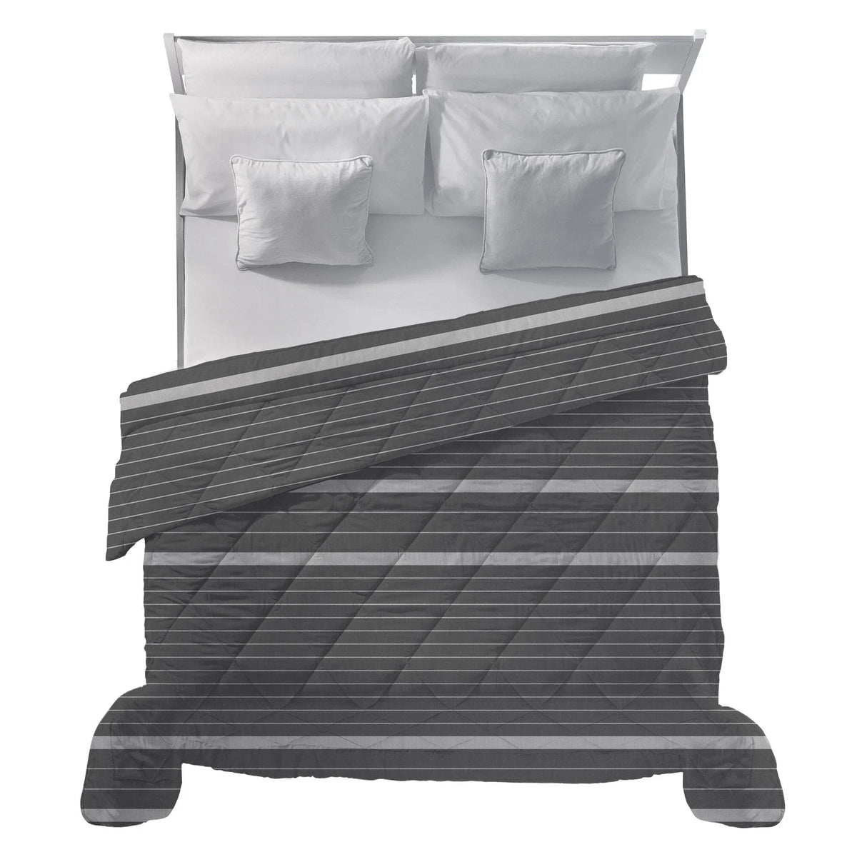 Trapunta Matrimoniale 250x250 cm con Stampa Aria Keyne Dark Grey - Amo La Casa Shop