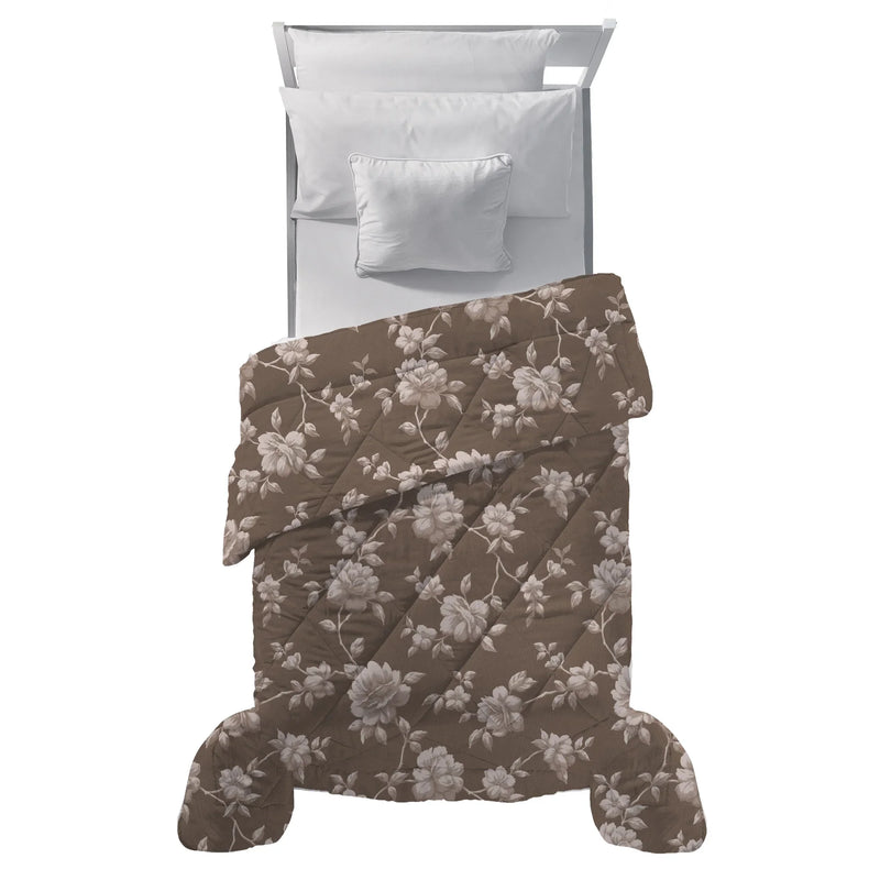 Trapunta Singola Deco con Stampa - Fantasia Malibù Tortora Scuro - Amo La Casa Shop