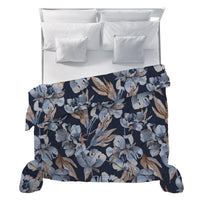LUXURY COLLECTION DI MAESTRO Trapunta Matrimoniale Soffice 260x260 cm con Stampa - Fantasia Fleur Dark Blue - Amo La Casa Shop