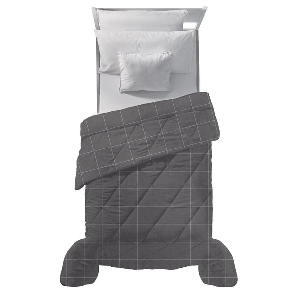 Trapunta Piazza e Mezza 210x250 cm con Stampa Aria Mistral Dark Grey - Amo La Casa Shop