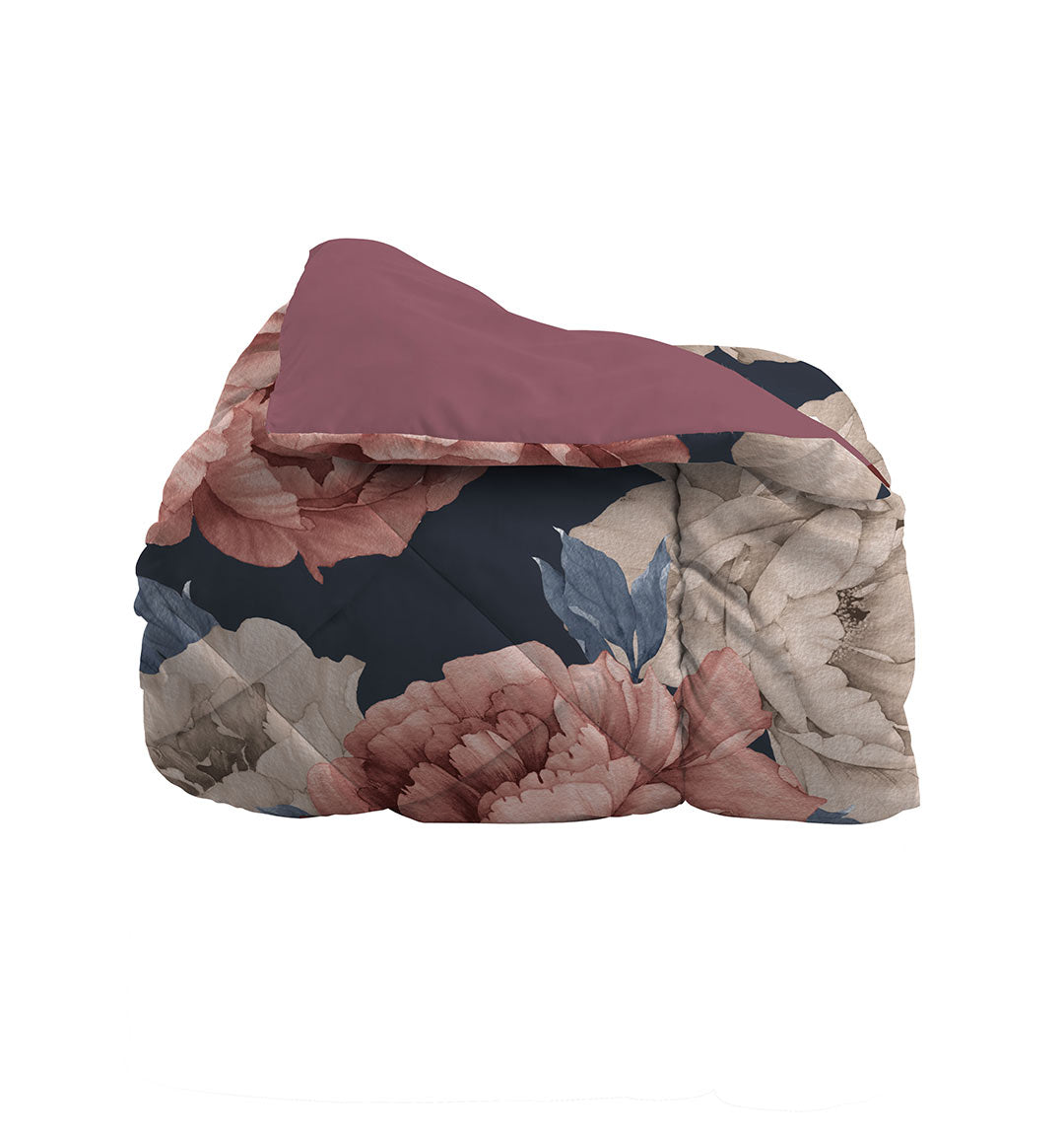 Happidea Trapunta Matrimoniale Soffice con Stampa Peony Dark Blue