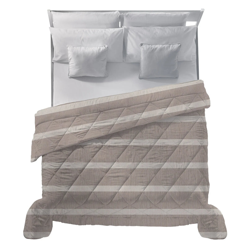 Trapunta Matrimoniale Deco con Stampa - Fantasia Righine Tortora - Amo La Casa Shop