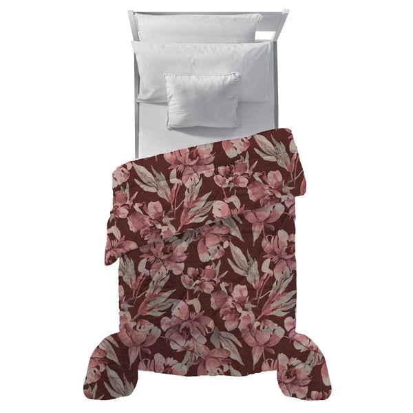 LUXURY COLLECTION DI MAESTRO Trapunta Singola Soffice 180x260 cm con Stampa - Fantasia Fleur Burgundy - Amo La Casa Shop