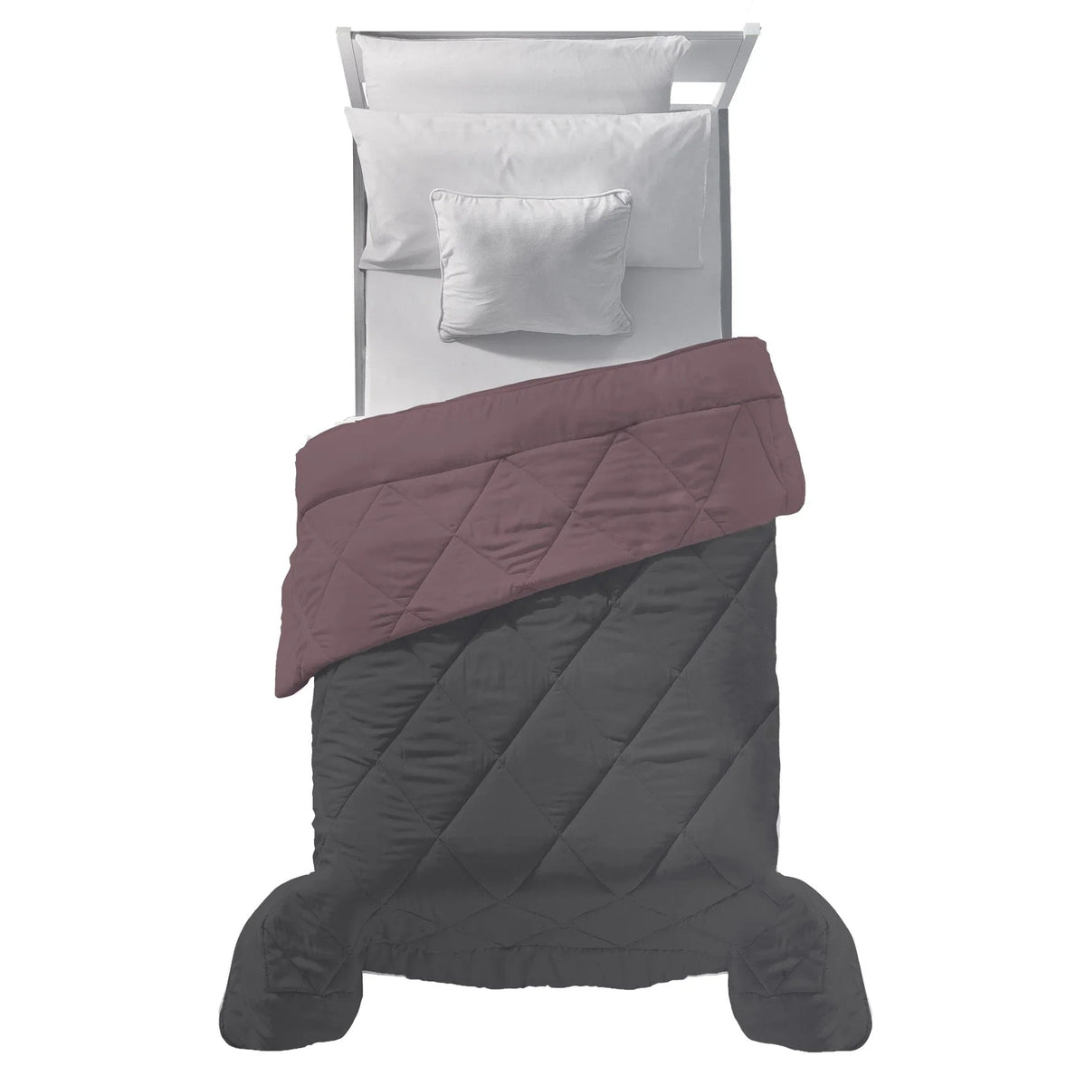 Trapunta Piazza e Mezza 210x250 cm Bicolore Fuoco Dark Grey/Burgundy - Amo La Casa Shop