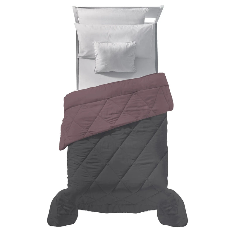 Trapunta Singola 170x250 cm Bicolore Fuoco Dark Grey/Burgundy - Amo La Casa Shop