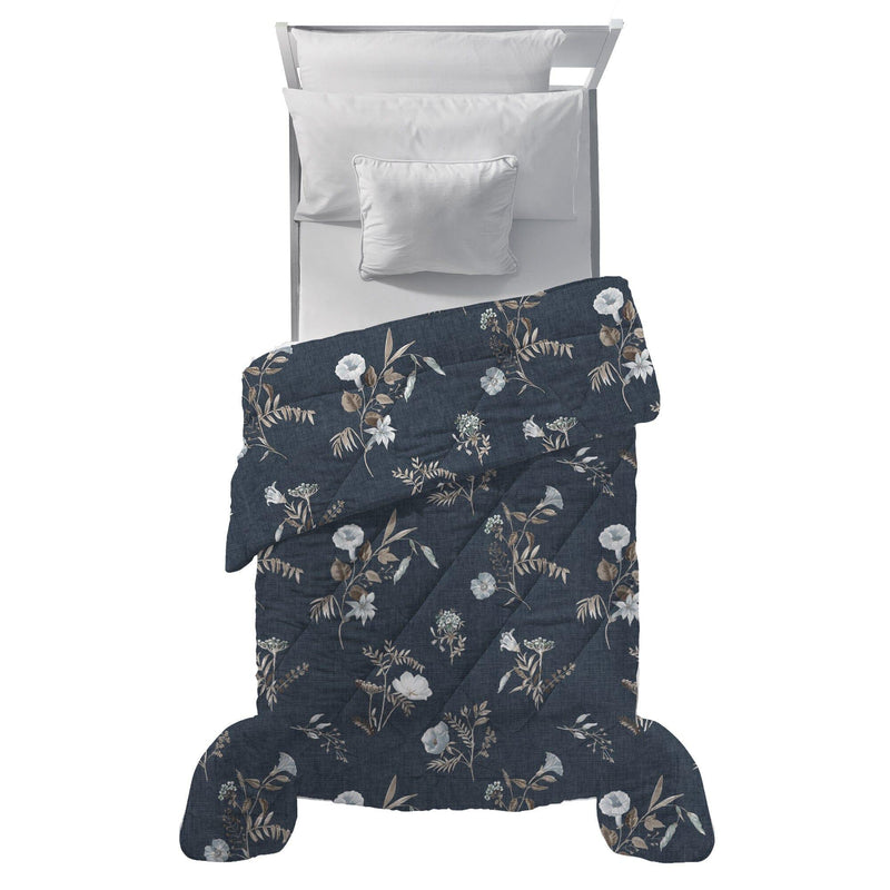 Trapunta Singola 170x250 cm con Stampa Acqua Meredith Dark Blue - Amo La Casa Shop