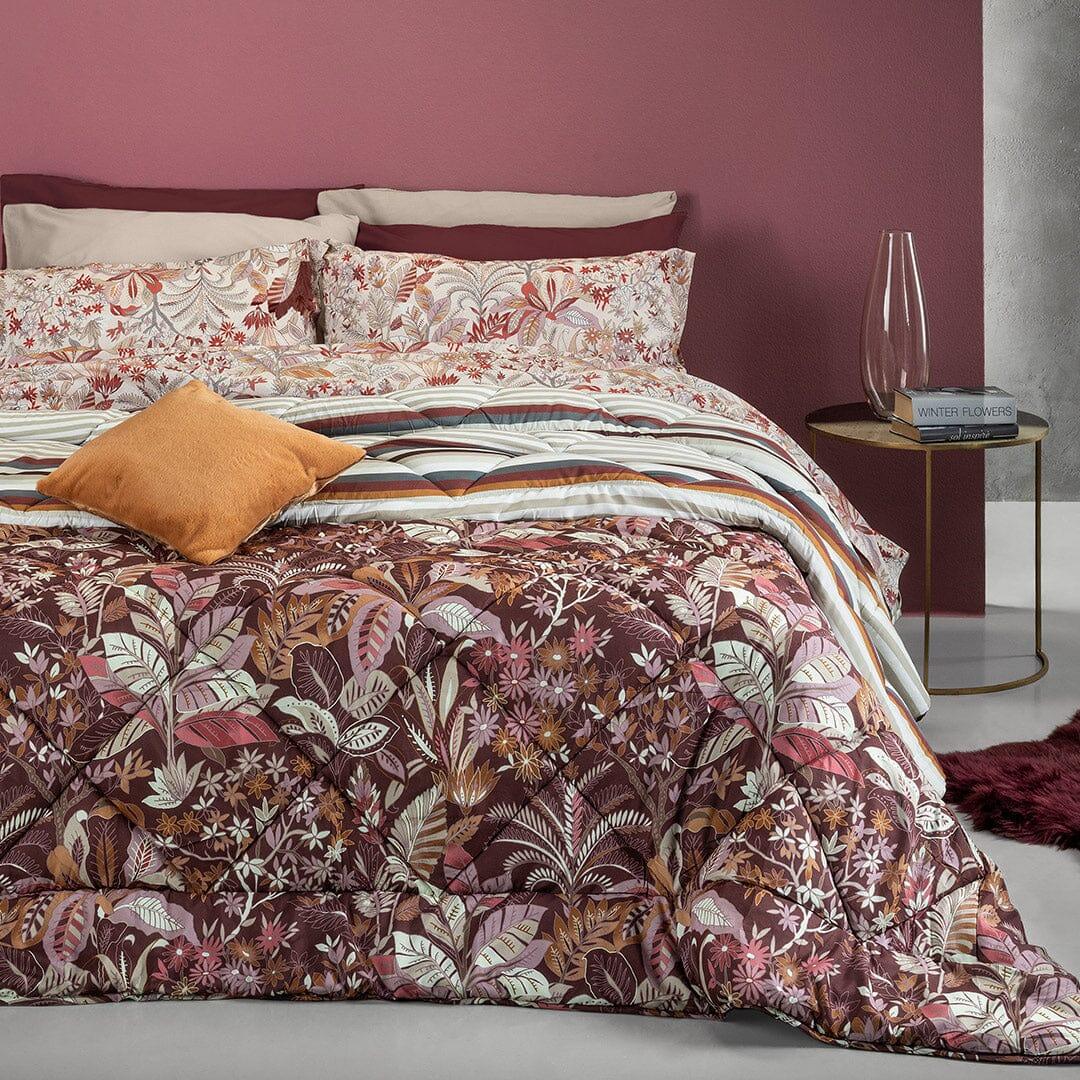 LUXURY COLLECTION DI MAESTRO Trapunta Matrimoniale Soffice 260x260 cm con Stampa - Fantasia Thais Burgundy - Amo La Casa Shop
