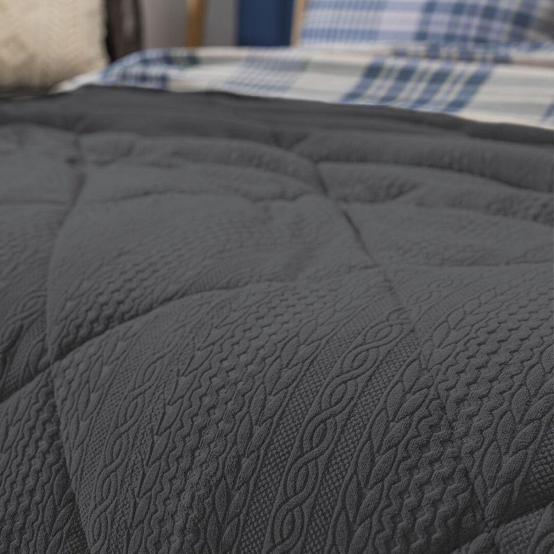 Trapunta Singola Doubleface Treccia Acqua Dark Grey - Amo La Casa Shop