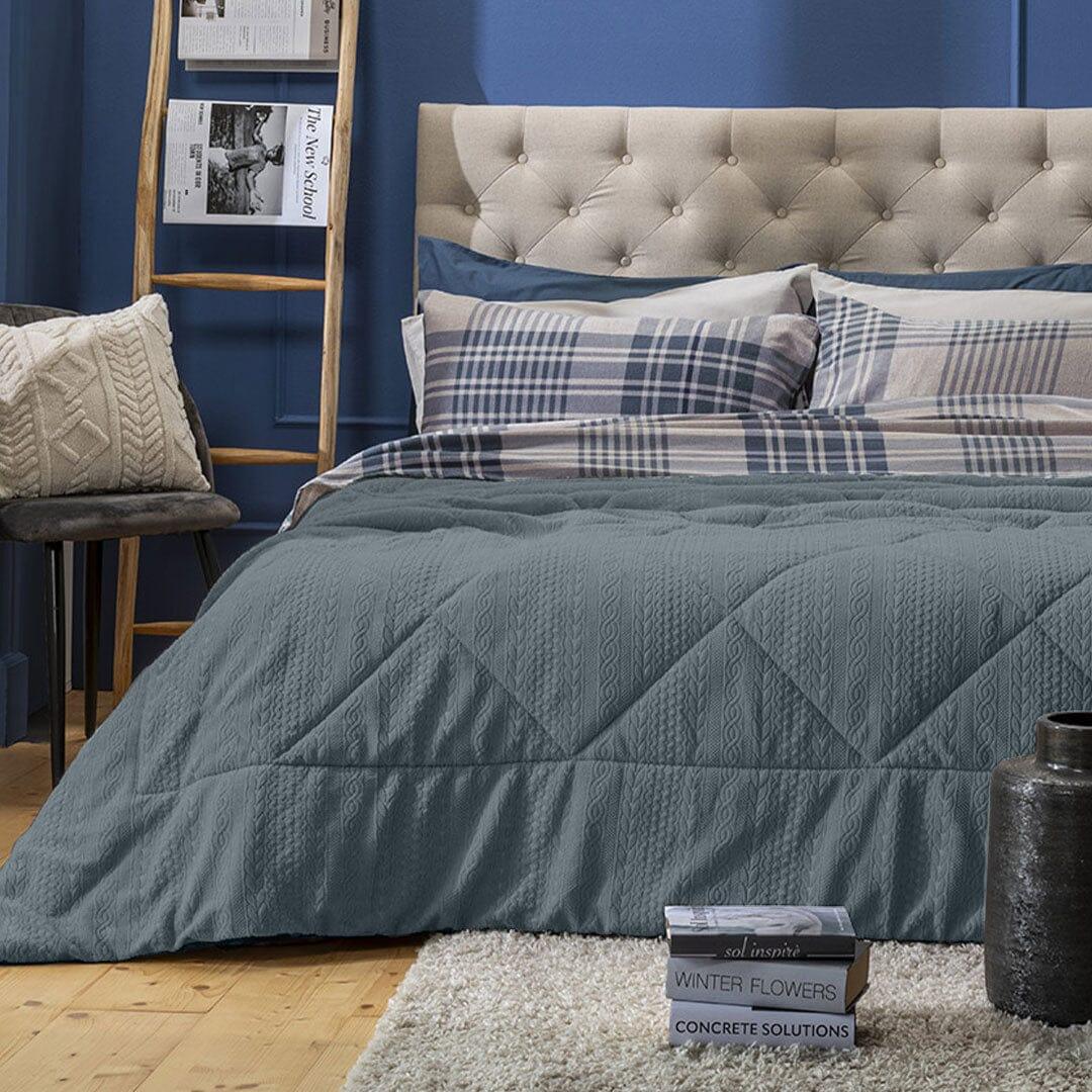 Trapunta Singola Doubleface Treccia Acqua Blue - Amo La Casa Shop