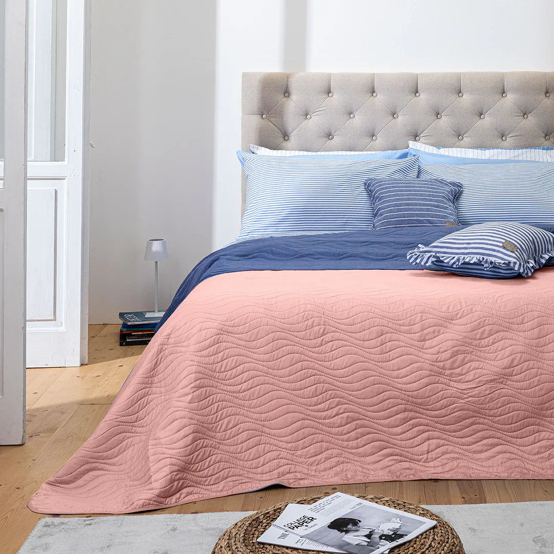 Trapuntino Matrimoniale 250x250 Sunny Wave Pink - Amo La Casa Shop