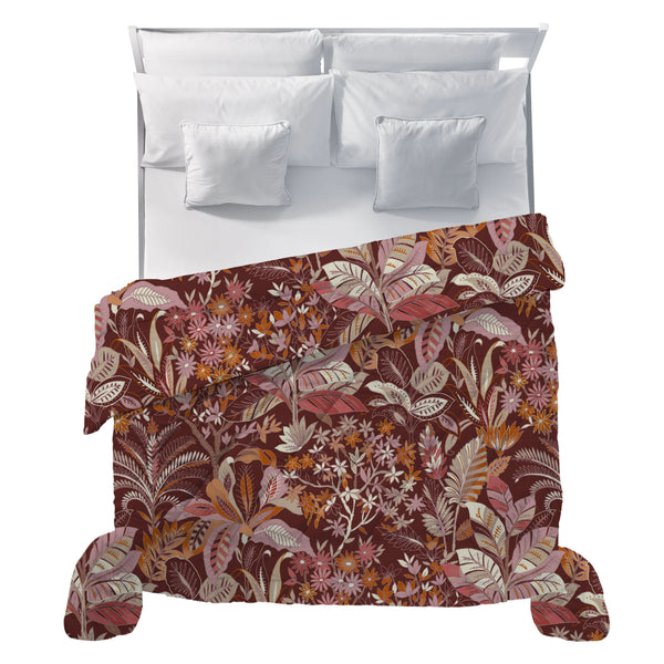 LUXURY COLLECTION DI MAESTRO Trapunta Matrimoniale Soffice 260x260 cm con Stampa - Fantasia Thais Burgundy - Amo La Casa Shop