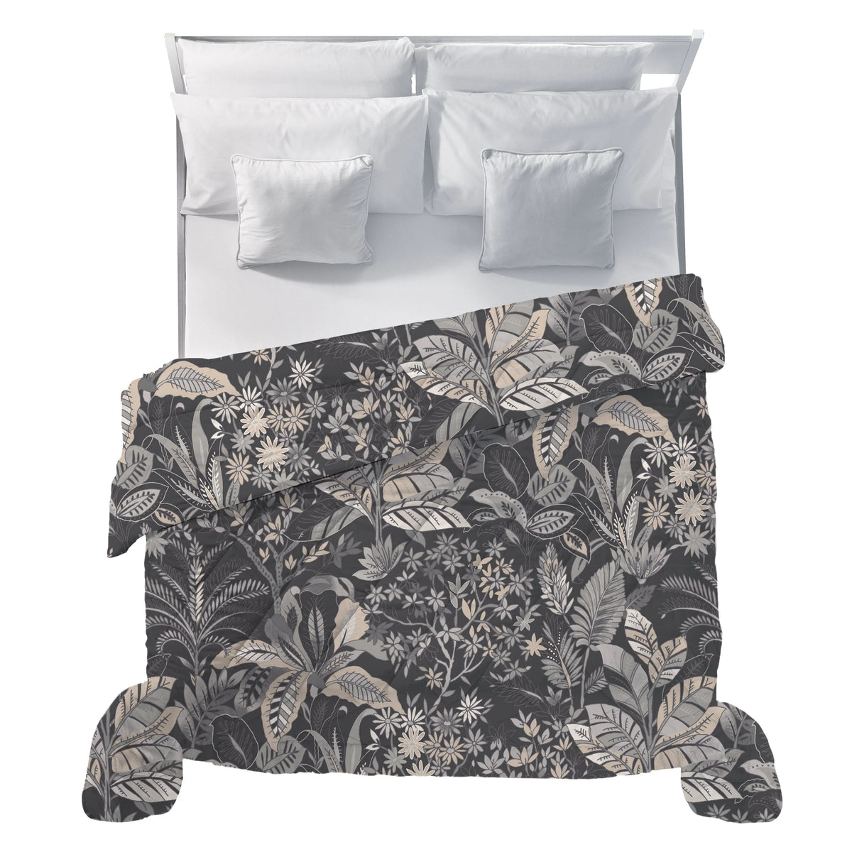 LUXURY COLLECTION DI MAESTRO Trapunta Matrimoniale Soffice 260x260 cm con Stampa - Fantasia Thais Dark Grey - Amo La Casa Shop