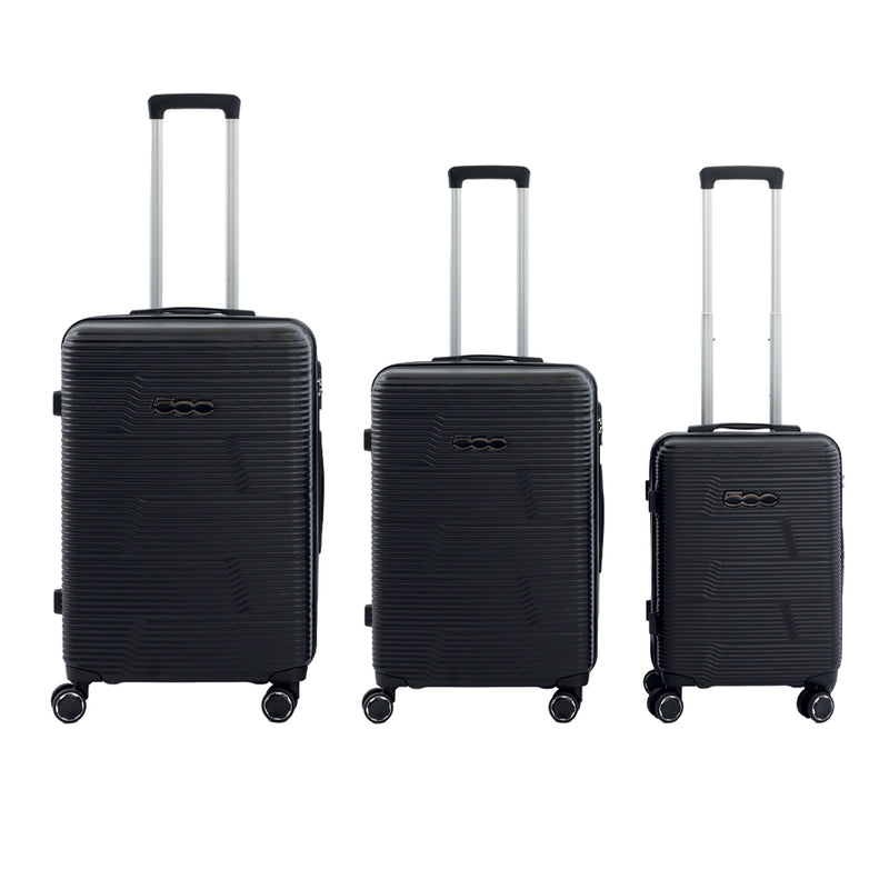 Set Di 3 Valigie Rigide Trolley Da Viaggio, Bagaglio A Mano In Polipropilene Con 4 Ruote Doppie E Lucchetto TSA, Nero