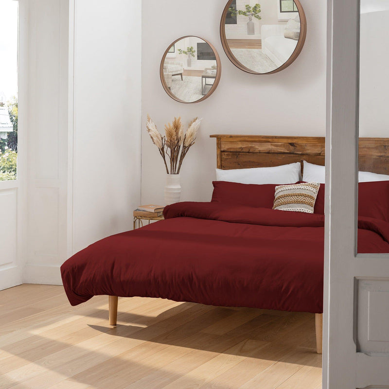 Parure Copripiumino Matrimoniale in Microfibra Softy Yarn - Tinta Unita Bordeaux - Amo La Casa Shop