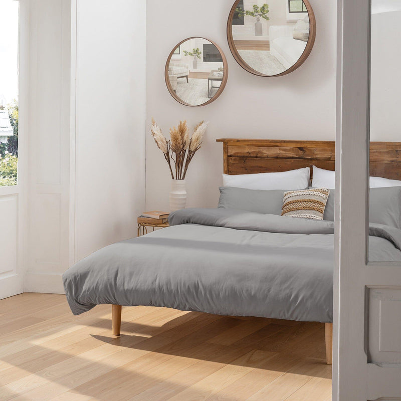 Parure Copripiumino Matrimoniale in Microfibra Softy Yarn - Tinta Unita Grigio - Amo La Casa Shop