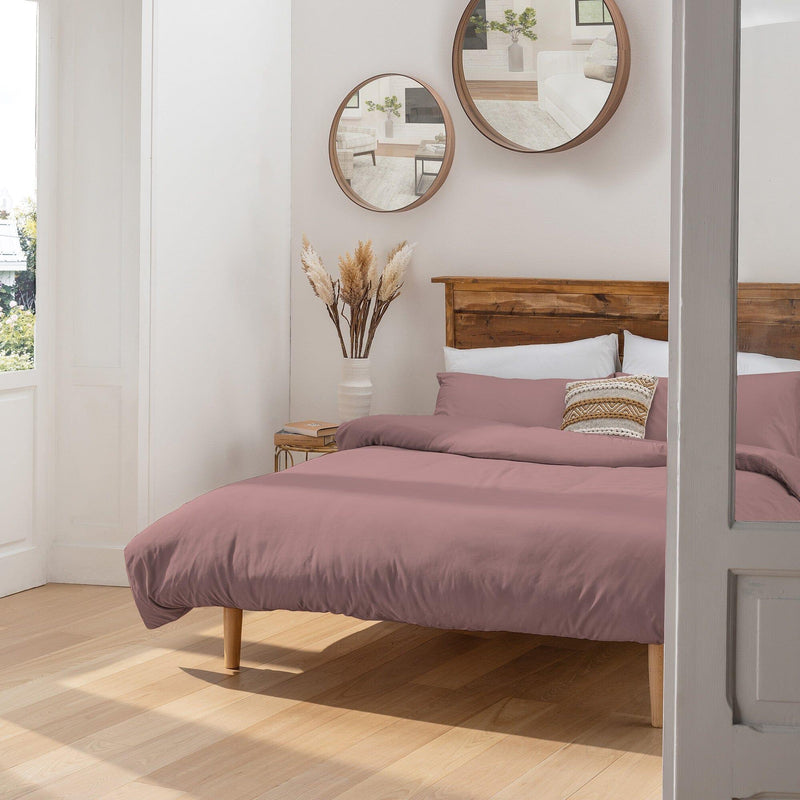 Parure Copripiumino Matrimoniale in Microfibra Softy Yarn - Tinta Unita Malva - Amo La Casa Shop