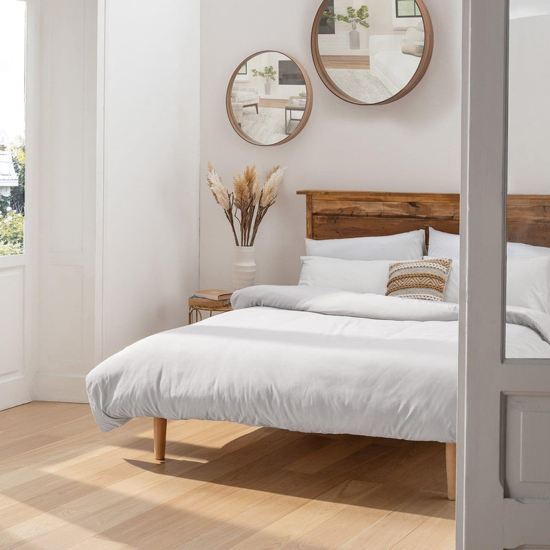 Parure Copripiumino Matrimoniale in Microfibra Softy Yarn - Tinta Unita Bianco - Amo La Casa Shop