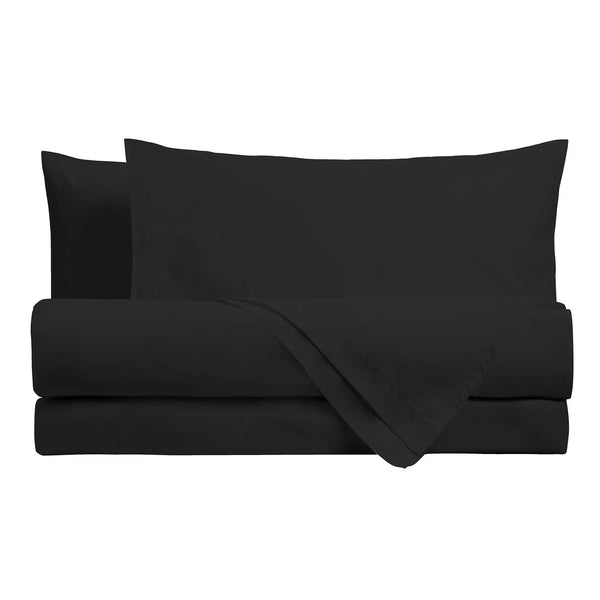 Completo Letto Singolo in Microfibra Softy Yarn - Tinta Unita Nero - Amo La Casa Shop