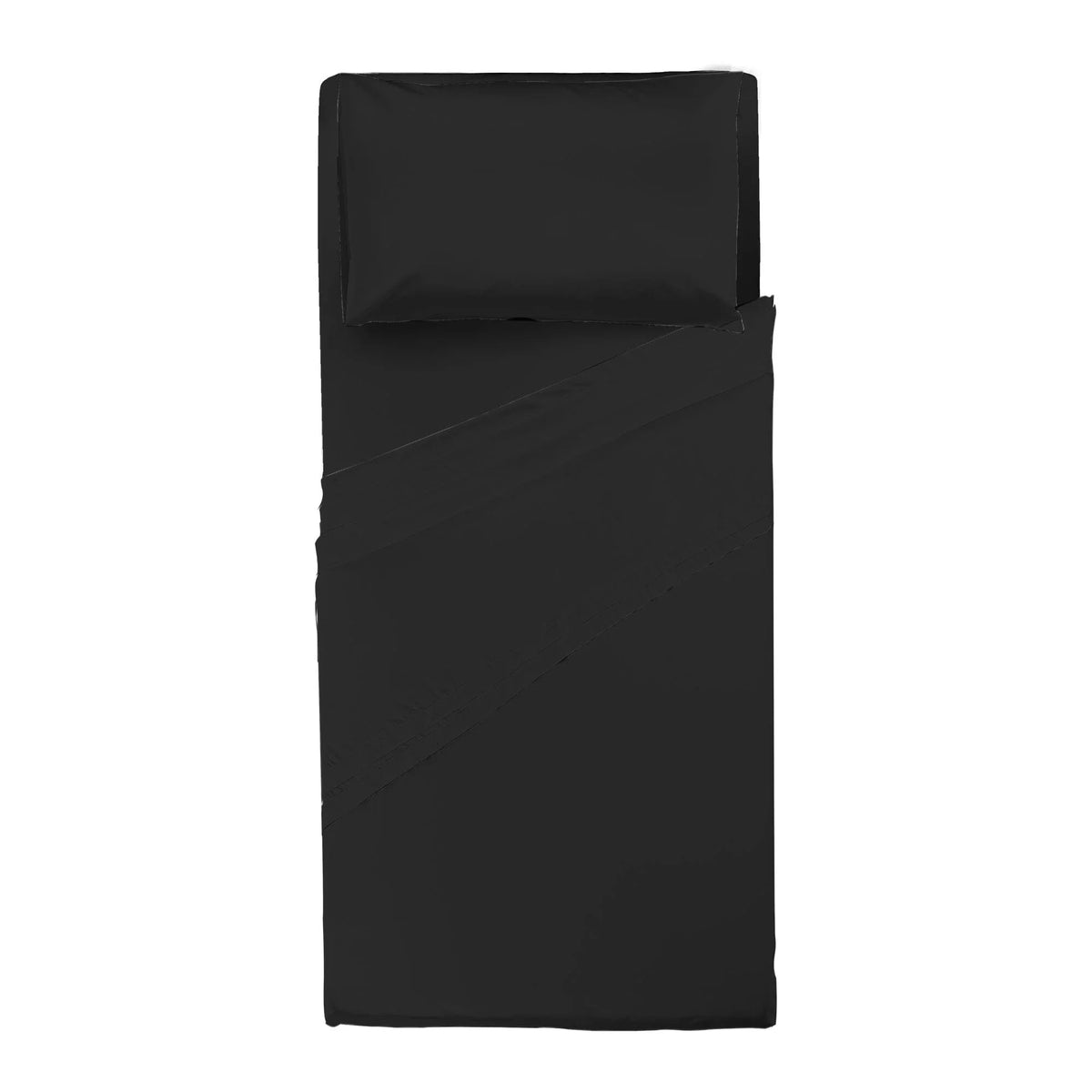 Completo Letto Singolo in Microfibra Softy Yarn - Tinta Unita Nero - Amo La Casa Shop