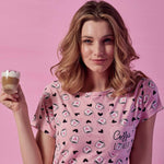 Camicia Da Notte Donna Gena Pink Coffee Lover - Amo La Casa Shop