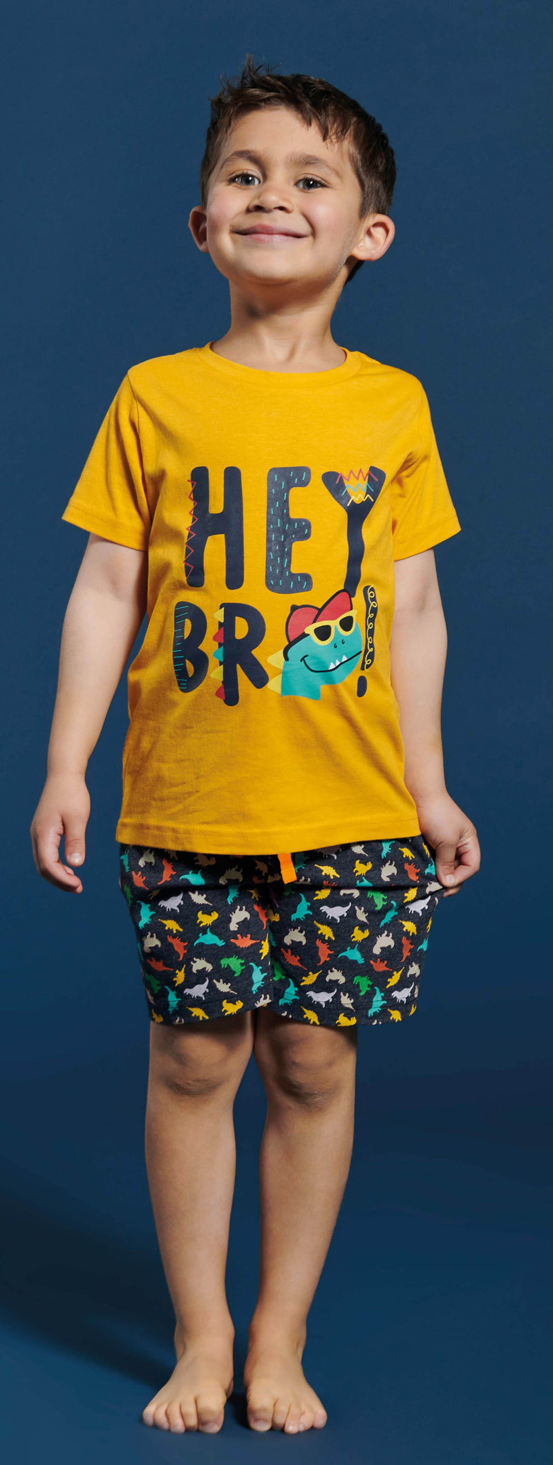 Pigiama Corto Bambino Girotondo Yellow Dino - Amo La Casa Shop