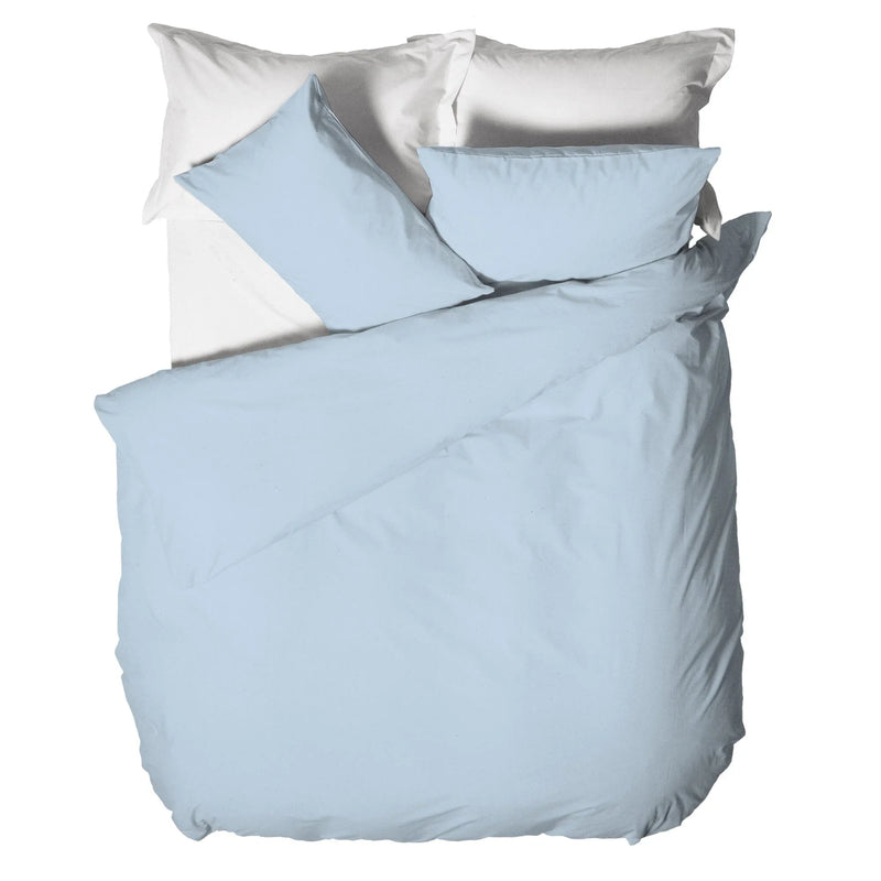 Parure Copripiumino Matrimoniale in Microfibra Softy Yarn - Tinta Unita Azzurro - Amo La Casa Shop