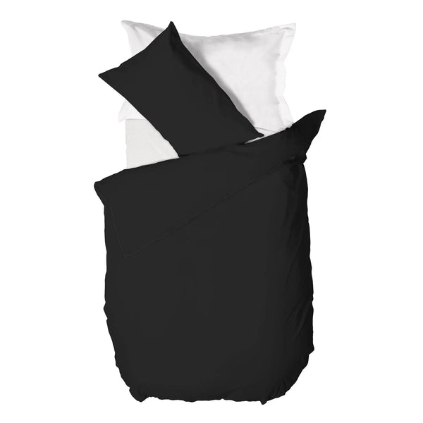Parure Copripiumino Singolo in Microfibra Softy Yarn - Tinta Unita Nero - Amo La Casa Shop