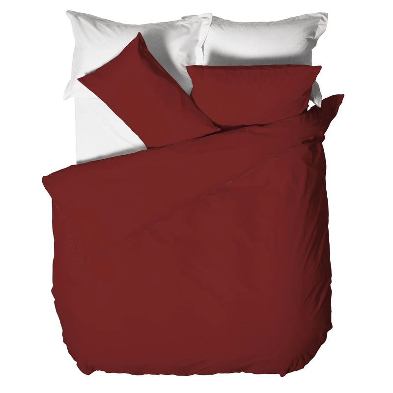 Parure Copripiumino Matrimoniale in Microfibra Softy Yarn - Tinta Unita Bordeaux - Amo La Casa Shop