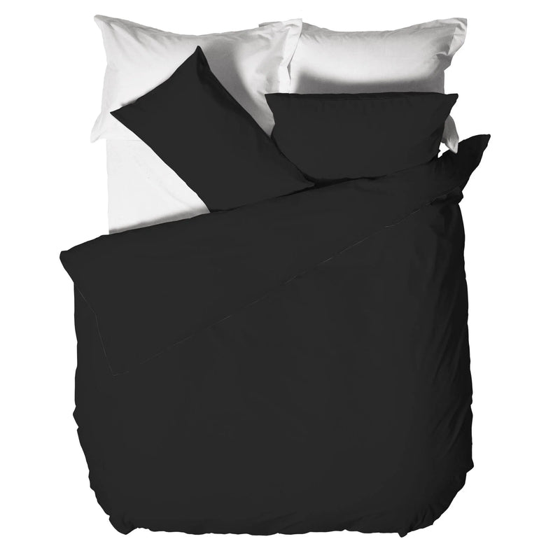 Parure Copripiumino Matrimoniale in Microfibra Softy Yarn - Tinta Unita Nero - Amo La Casa Shop