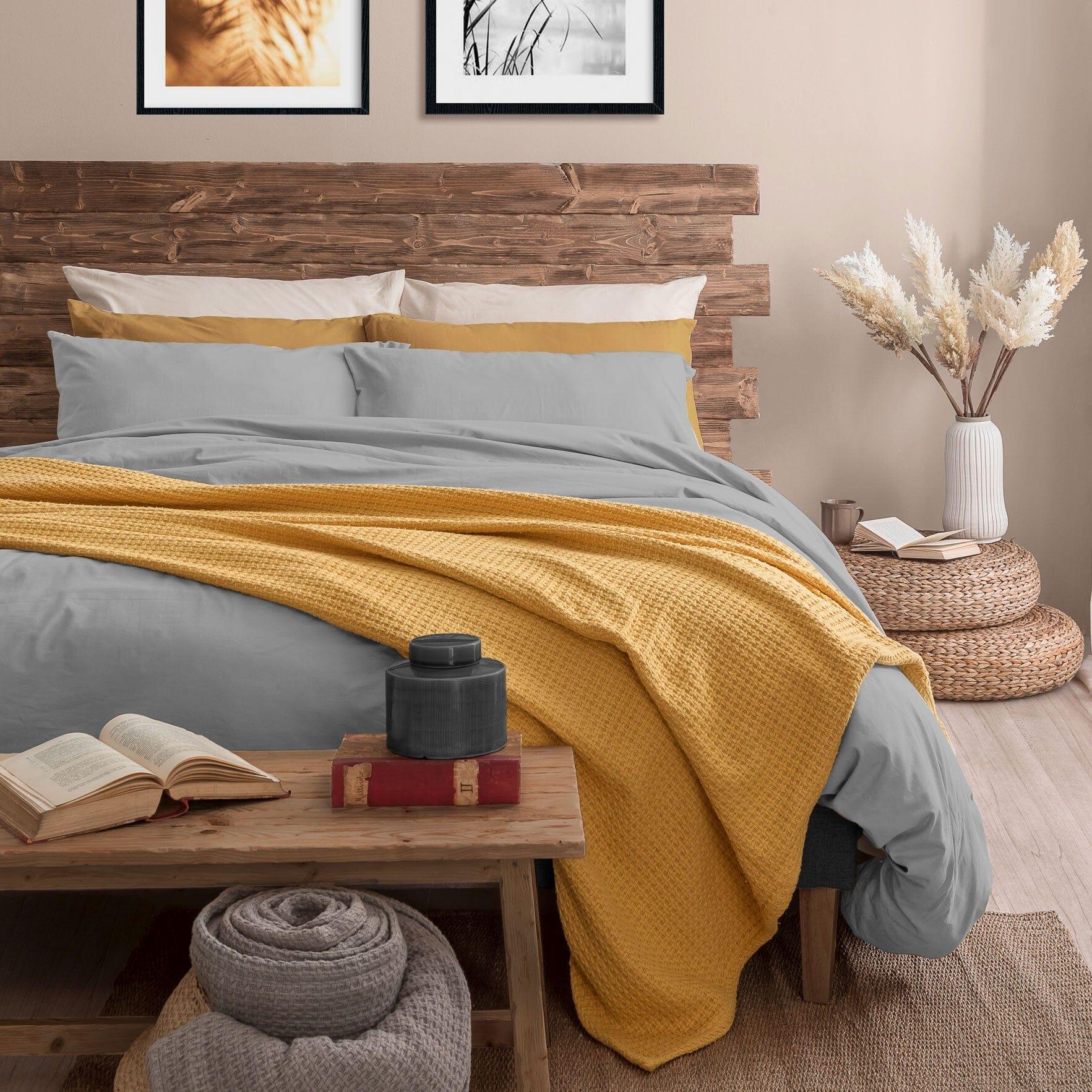 Completo Letto Matrimoniale in Microfibra Softy Yarn - Tinta Unita Grey - Amo La Casa Shop
